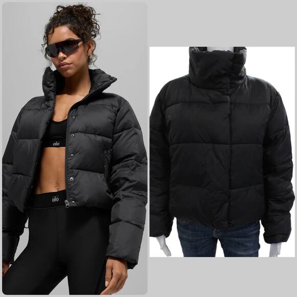 Alo Yoga Jackets & Blazers - Alo Yoga‎ Gold Rush Puffer Jacket Black Warm Athleisure Streetwear Winter Layer
